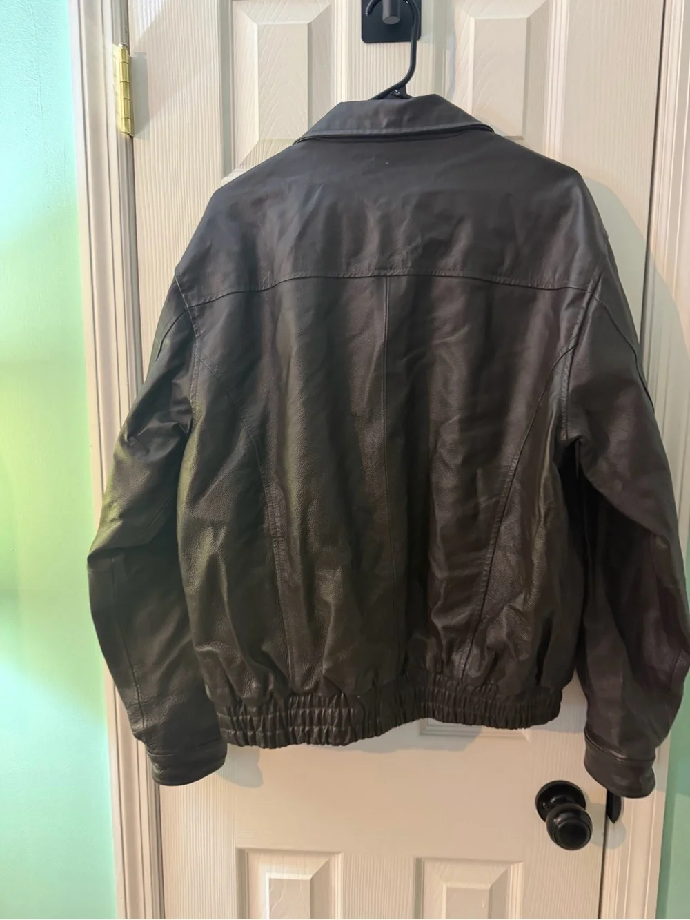 Vintage Black/Brown Men's Leather Bomber Jacket| M